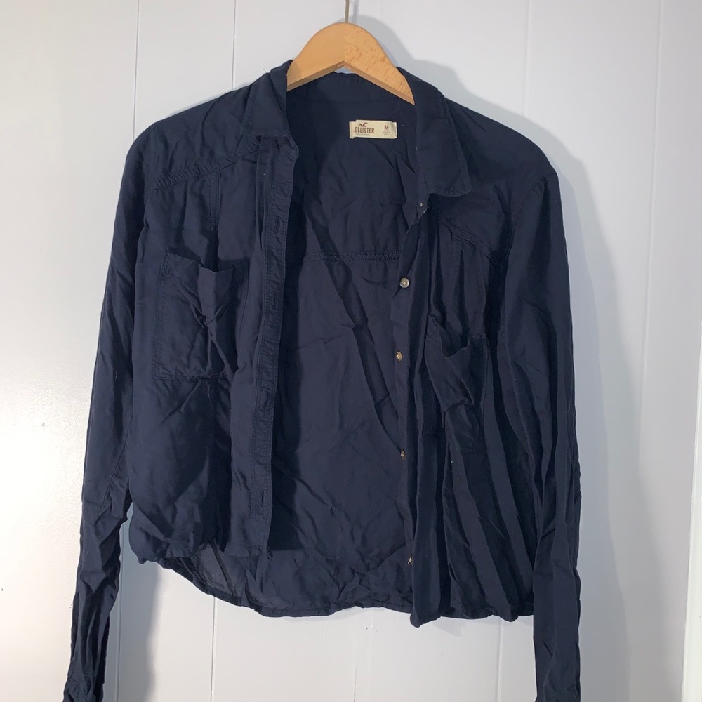 Navy Button Down Blouse